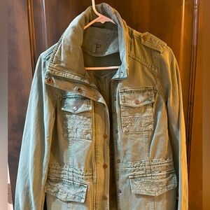 BCBG jacket, Jean like material and a deep mint color
